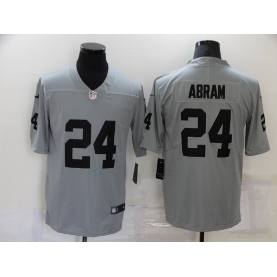 Men's Oakland Raiders 24 Johnathan Abram Nike Silver Inverted Legend Jersey