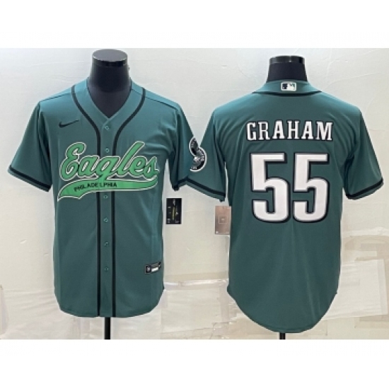 Men's Philadelphia Eagles 55 Brandon Graham Green With Cool Base Stitched Baseball Jersey