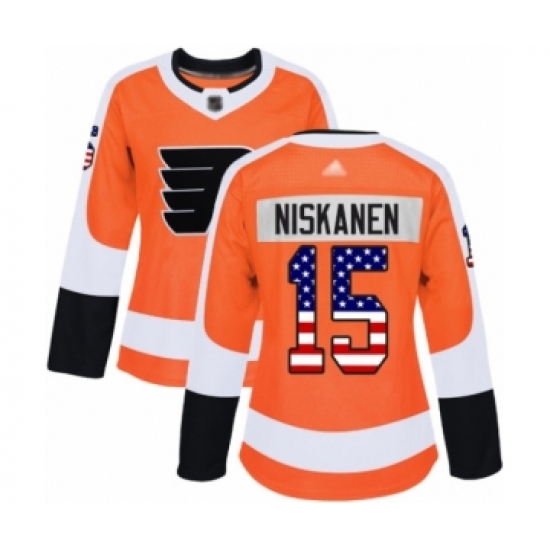 Women's Philadelphia Flyers 15 Matt Niskanen Authentic Orange USA Flag Fashion Hockey Jersey