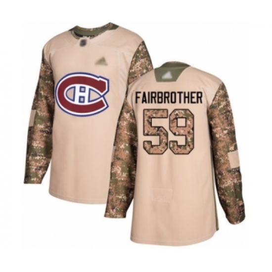 Youth Montreal Canadiens 59 Gianni Fairbrother Authentic Camo Veterans Day Practice Hockey Jersey