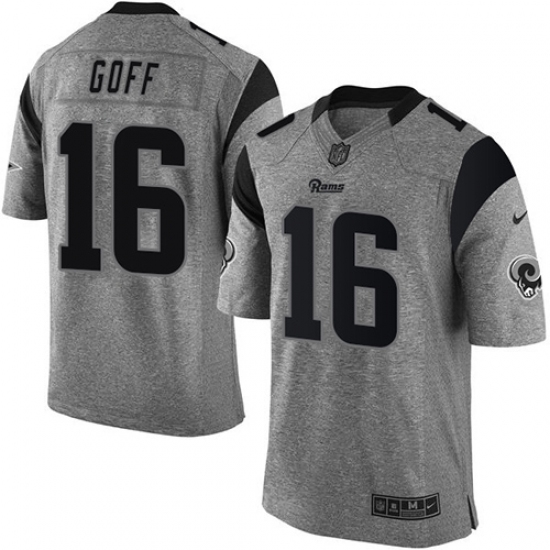 Men's Nike Los Angeles Rams 16 Jared Goff Limited Gray Gridiron NFL Jersey