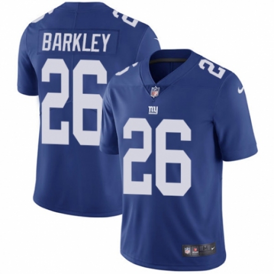 Youth Nike New York Giants 26 Saquon Barkley Royal Blue Team Color Vapor Untouchable Elite Player NFL Jersey