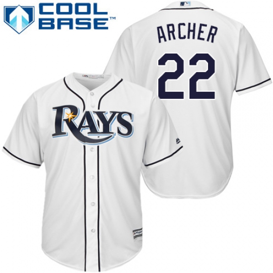 Men's Majestic Tampa Bay Rays 22 Chris Archer Replica White Home Cool Base MLB Jersey