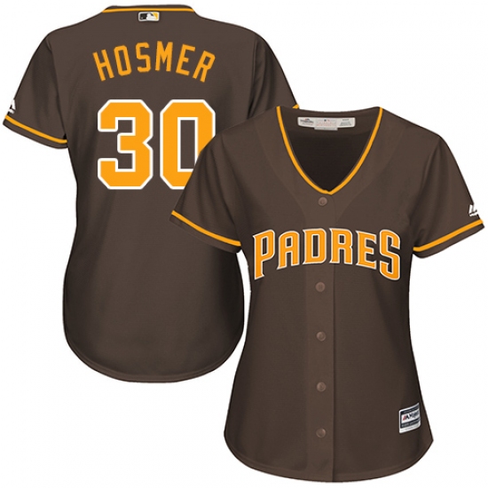 Women's Majestic San Diego Padres 30 Eric Hosmer Replica Brown Alternate Cool Base MLB Jersey