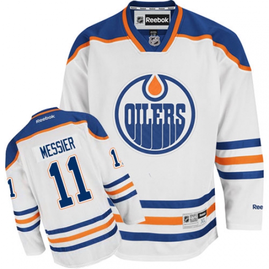 Men's Reebok Edmonton Oilers 11 Mark Messier Authentic White Away NHL Jersey