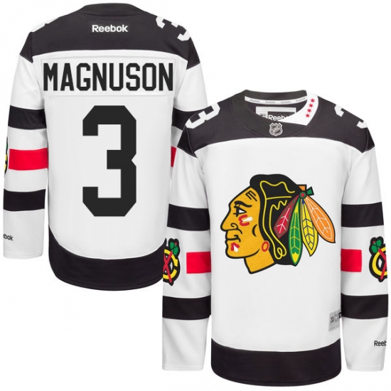 Men's Reebok Chicago Blackhawks 3 Keith Magnuson Authentic White 2016 Stadium Series NHL Jersey