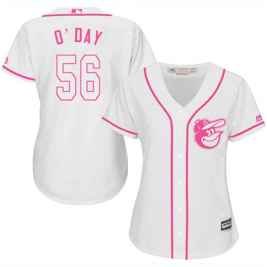 Women's Majestic Baltimore Orioles 56 Darren O'Day Replica White Fashion Cool Base MLB Jersey