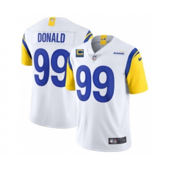 Men's Los Angeles Rams 2022 99 Aaron Donald White With 4-star C Patch Stitched NFL Jersey