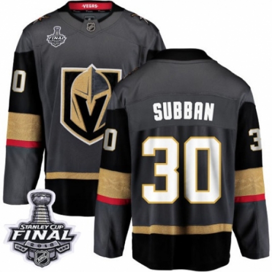 Men's Vegas Golden Knights 30 Malcolm Subban Authentic Black Home Fanatics Branded Breakaway 2018 Stanley Cup Final NHL Jersey