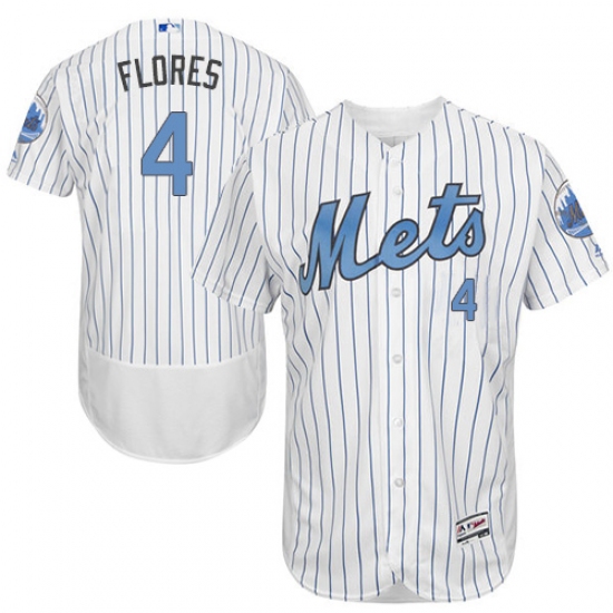 Men's Majestic New York Mets 4 Wilmer Flores Authentic White 2016 Father's Day Fashion Flex Base MLB Jersey