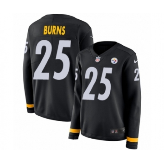 Women's Nike Pittsburgh Steelers 25 Artie Burns Limited Black Therma Long Sleeve NFL Jersey
