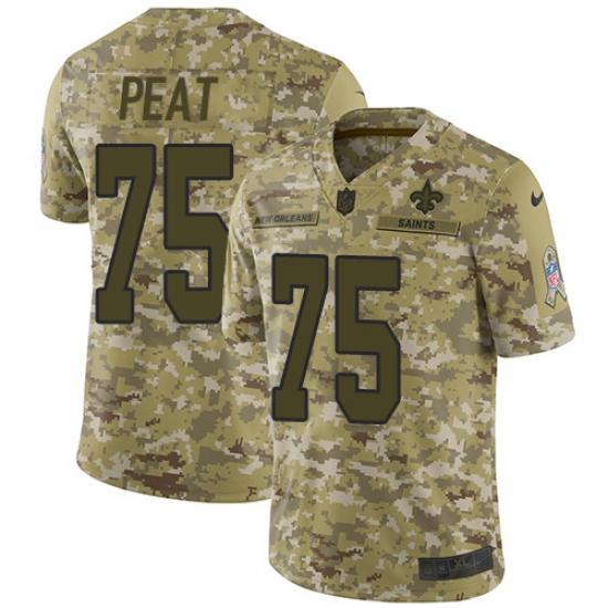 Youth Nike New Orleans Saints 75 Andrus Peat Limited Camo 2018 Salute to Service NFL Jersey