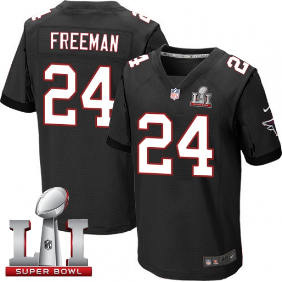 Men's Nike Atlanta Falcons 24 Devonta Freeman Elite Black Alternate Super Bowl LI 51 NFL Jersey