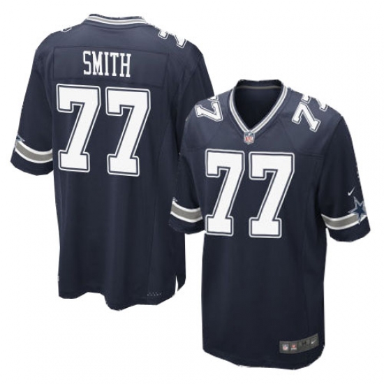 Men's Nike Dallas Cowboys 77 Tyron Smith Game Navy Blue Team Color NFL Jersey