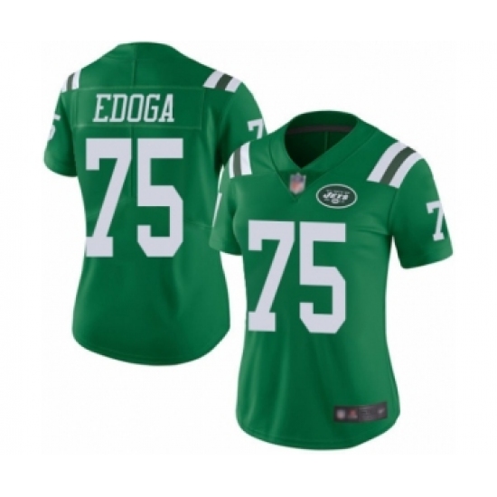 Women's New York Jets 75 Chuma Edoga Limited Green Rush Vapor Untouchable Football Jersey