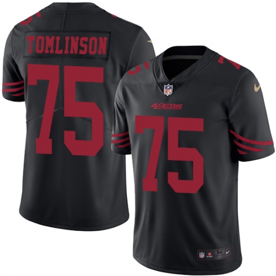 Men's Nike San Francisco 49ers 75 Laken Tomlinson Limited Black Rush Vapor Untouchable NFL Jersey