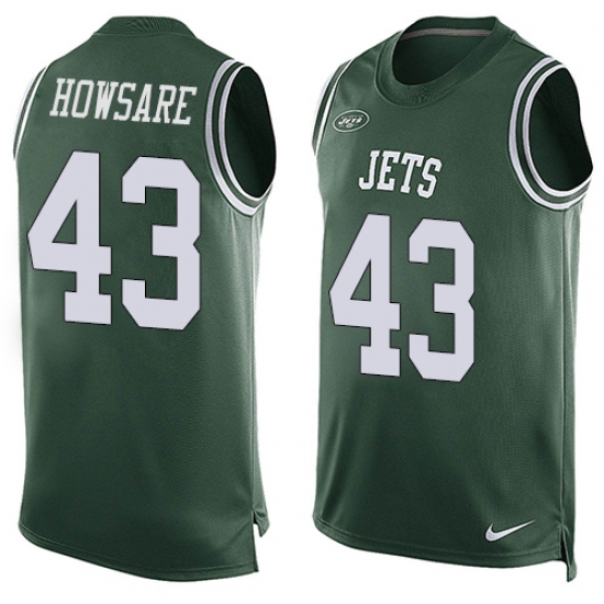 Men's Nike New York Jets 43 Julian Howsare Limited Green Player Name & Number Tank Top NFL Jersey