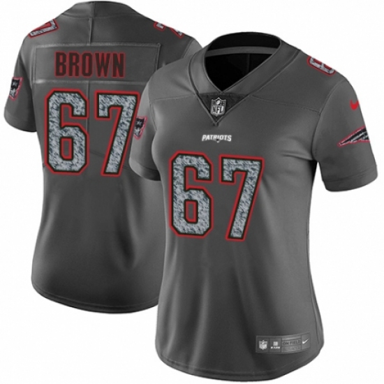 Women's Nike New England Patriots 67 Trent Brown Gray Static Vapor Untouchable Limited NFL Jersey