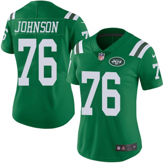Women's Nike New York Jets 76 Wesley Johnson Limited Green Rush Vapor Untouchable NFL Jersey