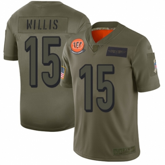 Youth Cincinnati Bengals 15 Damion Willis Limited Camo 2019 Salute to Service Football Jersey