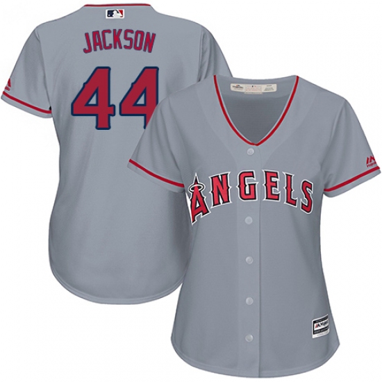 Women's Majestic Los Angeles Angels of Anaheim 44 Reggie Jackson Replica Grey Road Cool Base MLB Jersey