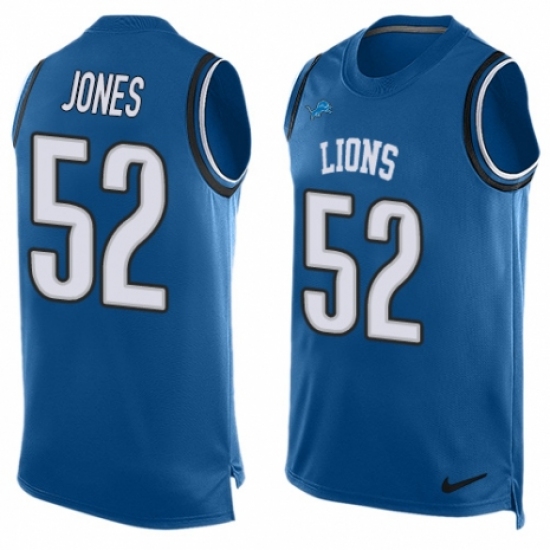 Men's Nike Detroit Lions 52 Christian Jones Limited Blue Player Name & Number Tank Top NFL Jersey