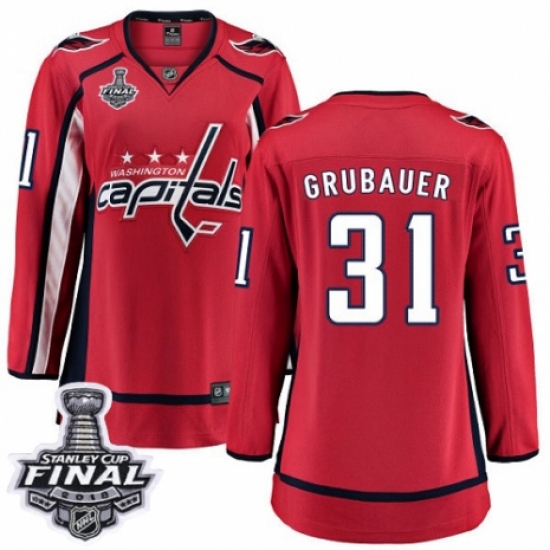 Women's Washington Capitals 31 Philipp Grubauer Fanatics Branded Red Home Breakaway 2018 Stanley Cup Final NHL Jersey