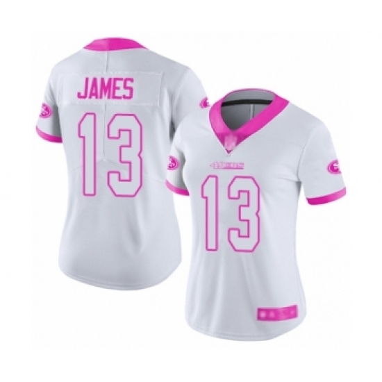 Women's San Francisco 49ers 13 Richie James Limited White Pink Rush Fashion Football Jersey