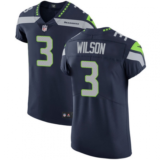 Men's Nike Seattle Seahawks 3 Russell Wilson Steel Blue Team Color Vapor Untouchable Elite Player NFL Jersey