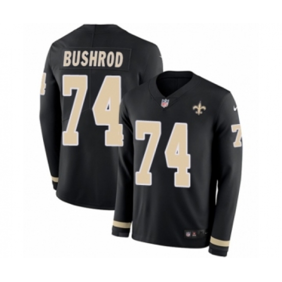 Youth Nike New Orleans Saints 74 Jermon Bushrod Limited Black Therma Long Sleeve NFL Jersey