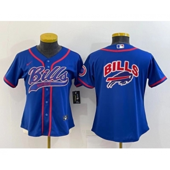 Women's Buffalo Bills Royal Team Big Logo With Patch Cool Base Stitched Baseball Jersey