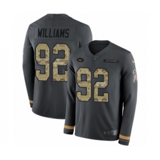 Men's Nike New York Jets 92 Leonard Williams Limited Black Salute to Service Therma Long Sleeve NFL Jersey