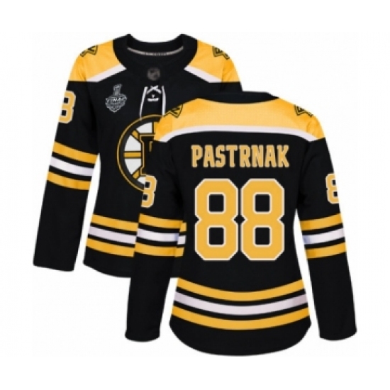 Women's Boston Bruins 88 David Pastrnak Authentic Black Home 2019 Stanley Cup Final Bound Hockey Jersey