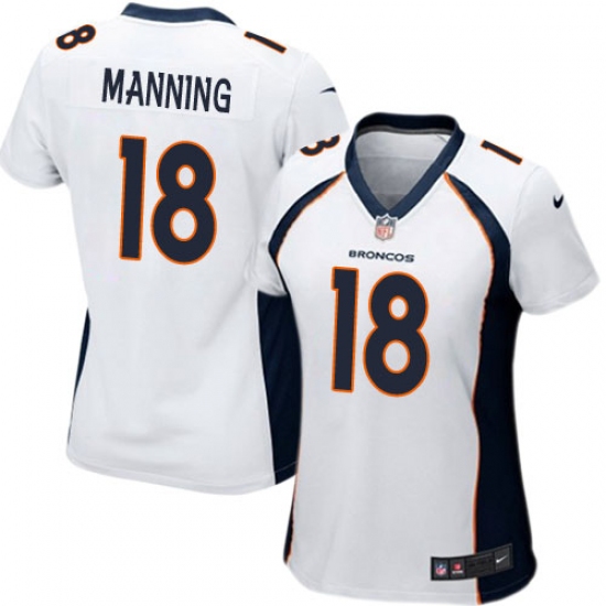 Women's Nike Denver Broncos 18 Peyton Manning Game White NFL Jersey