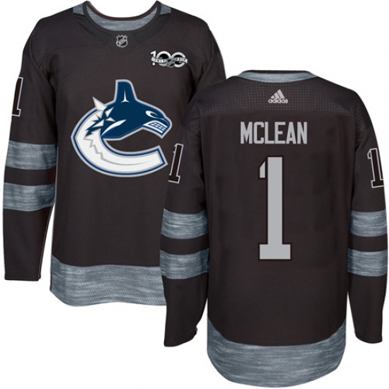 Men's Adidas Vancouver Canucks 1 Kirk Mclean Authentic Black 1917-2017 100th Anniversary NHL Jersey