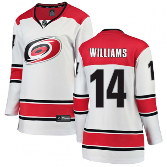 Women's Carolina Hurricanes 14 Justin Williams Authentic White Away Fanatics Branded Breakaway NHL Jersey