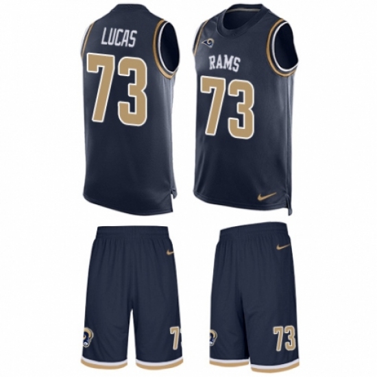 Men's Nike Los Angeles Rams 73 Cornelius Lucas Limited Navy Blue Tank Top Suit NFL Jersey