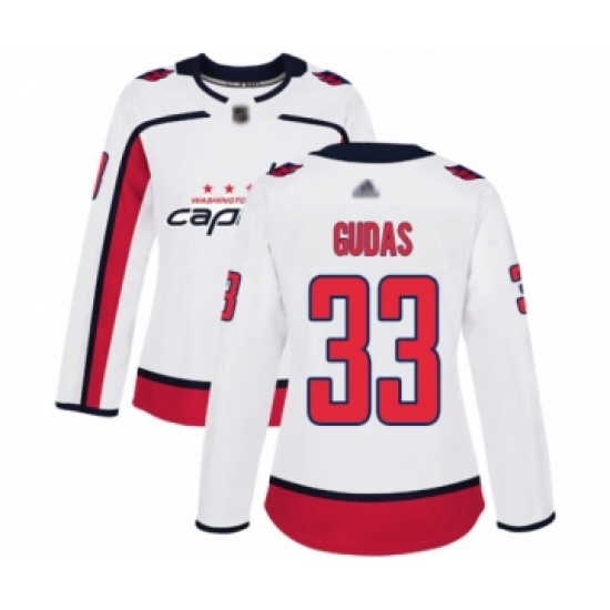Women's Washington Capitals 33 Radko Gudas Authentic White Away Hockey Jersey