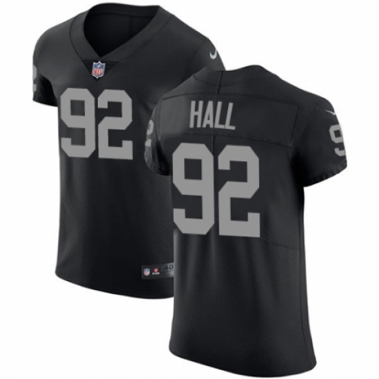 Men's Nike Oakland Raiders 92 P.J. Hall Black Team Color Vapor Untouchable Elite Player NFL Jersey