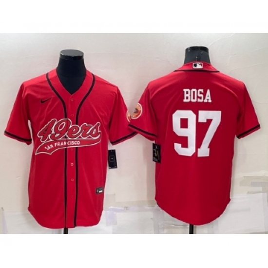Men's San Francisco 49ers 97 Nick Bosa Red Stitched Cool Base Nike Baseball Jersey
