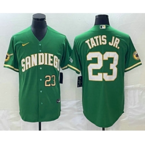 Men's San Diego Padres 23 Fernando Tatis Jr Number Green Cool Base Stitched Baseball Jersey