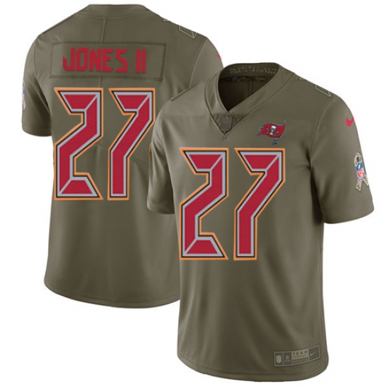 Youth Nike Tampa Bay Buccaneers 27 Ronald Jones II Olive Stitched NFL Limited 2017 Salute to Service Jersey