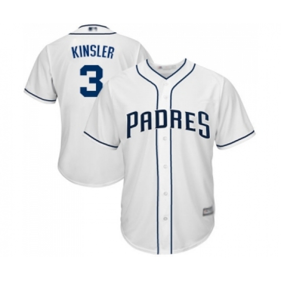 Men's San Diego Padres 3 Ian Kinsler Replica White Home Cool Base Baseball Jersey