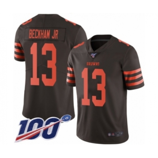 Youth Cleveland Browns 13 Odell Beckham Jr. Limited 100th Season Brown Rush Vapor Untouchable Football Jersey