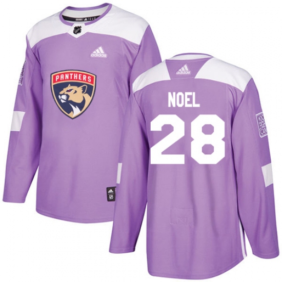 Youth Adidas Florida Panthers 28 Serron Noel Authentic Purple Fights Cancer Practice NHL Jersey
