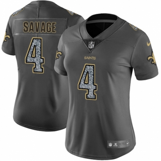 Women's Nike New Orleans Saints 4 Tom Savage Gray Static Vapor Untouchable Limited NFL Jersey