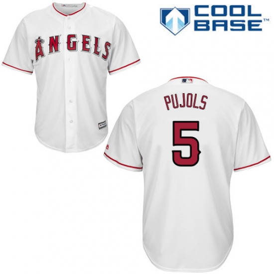 Men's Majestic Los Angeles Angels of Anaheim 5 Albert Pujols Replica White Home Cool Base MLB Jersey