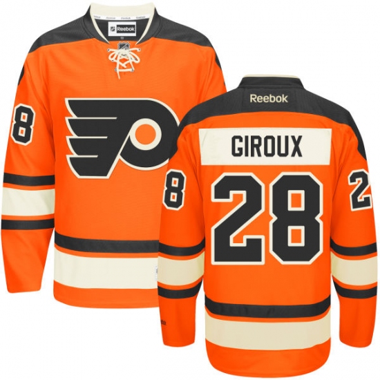 Men's Reebok Philadelphia Flyers 28 Claude Giroux Premier Orange New Third NHL Jersey