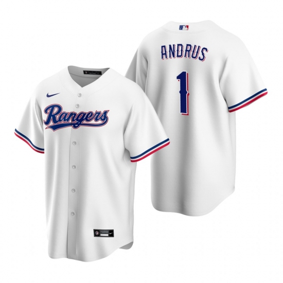 Men's Nike Texas Rangers 1 Elvis Andrus White Home Stitched Baseball Jersey