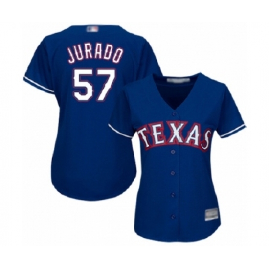 Women's Texas Rangers 57 Ariel Jurado Authentic Royal Blue Alternate 2 Cool Base Baseball Player Jersey